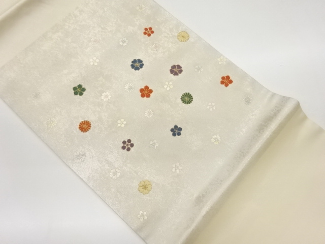 JAPANESE HIRAKI NAGOYA OBI / EMBROIDERY / GOLD FOIL / FLOWER